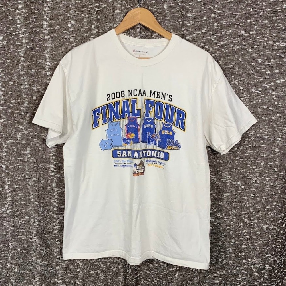 Champion 2008 NCAA Mens Final Four San Antonio T-Shirt Large UNC Kansas